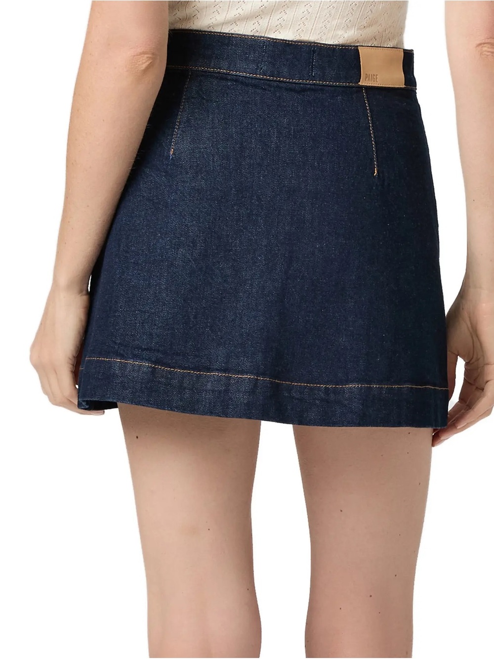 PAIGE Aven Wrap Denim Miniskirt in Zamora dark wash asymmetrical size 29 - Picture 2 of 8